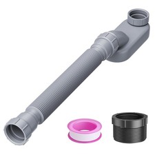 Flexible Bathtub Shower Drain Pipe Kit Flat P Trap for 1.5" or 1.25" Tub