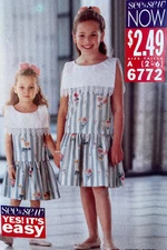 See & Sew Sewing Pattern 6772 Girls Dress Pullover Sleeveless Sizes 2-6 FF UNCUT