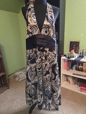 Adrianna Papell Womens Silk Black Sequin Halter Dress A-Line Pleated Size 10