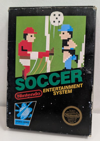Soccer Nintendo Entertainment System NES Complete In Box 5-Screw Cart Hang Tab