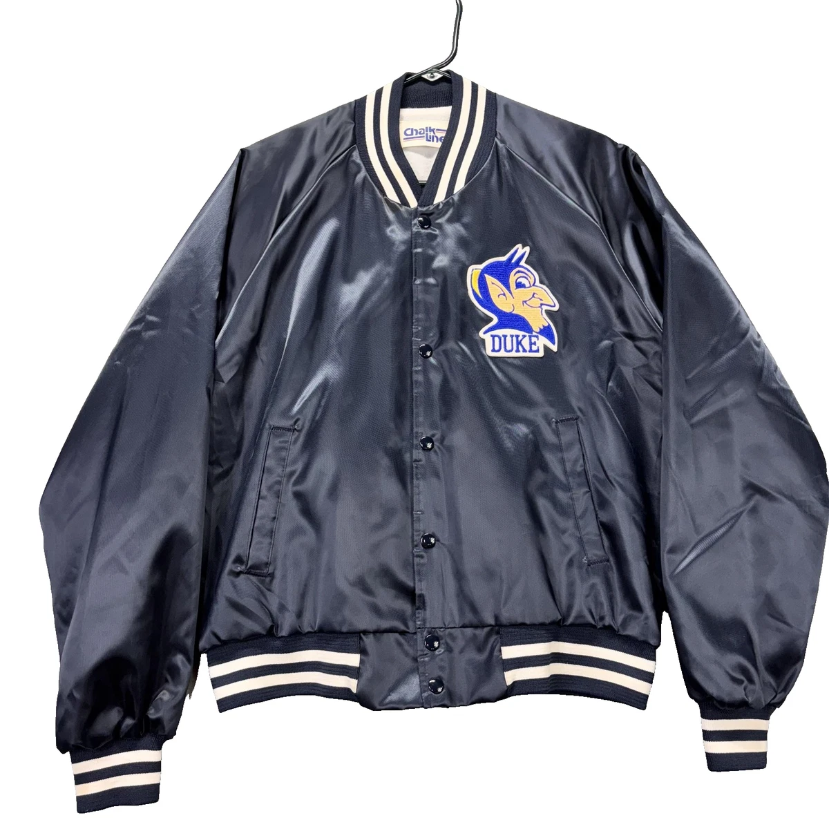 Veste Universitaire Vintage Duke Blue Devils Années 90 - Cuir Manches - Taille L