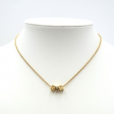 Christian Dior Logo Cube Necklace Gold Tone CD Letter 45cm Vintage