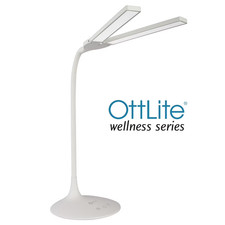 OttLite Wellness Pivot LED Desk Lamp, White Dual Shades Touch Dimmable Table