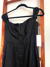 Reformation Women’s Long Black Solid Dress Size 4 Sleeveless Strap Zip Smocked