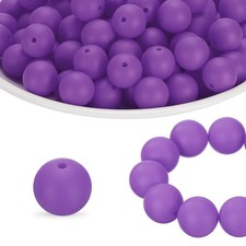 40Pcs Silicone Beads 15mm Silicone Beads Bulk for Pens Loose Round Purple