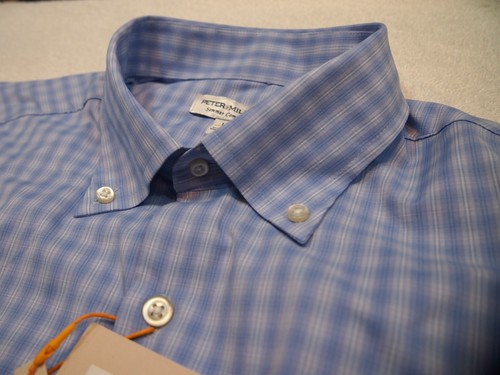 Camicia sportiva Peter Millar Summer Comfort Hawkes Performance Twill nuova con etichette L $160 blu - Foto 5 di 12