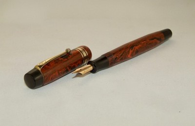 VINTAGE MENTMORE DIPLOM FÜLLFEDERHALTER - WOODGRAIN HARD RUBBER - NR MINT - C1934