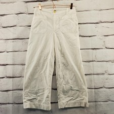 Maeve Colette Pants Womens 27P Petite White Corduroy Wide Leg Cropped Stretch