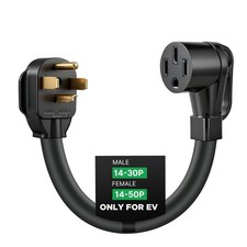 Morec NEMA 14-30P to 14-50R EV Charger Adapter Cord, 30 Amp Dryer to 50 Amp EV f