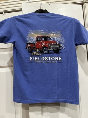 Fieldstone Shades Red Truck Yellow Lab Shirt Kids Tee Sz YM- NWT - Retail $29
