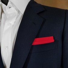 Men's Cotton Red Fold Flat Top Pre-folded Pocket Square Handkerchief Insert
