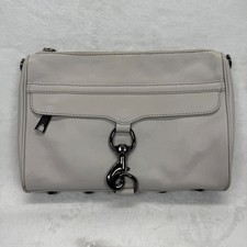 Rebecca Minkoff Crossbody Bag Leather Silver Hardware Pale Gray Small