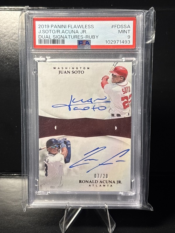 2019 Panini Flawless Dual Signatures - Ruby /20 Juan Soto & Ronald Acuna Jr Auto