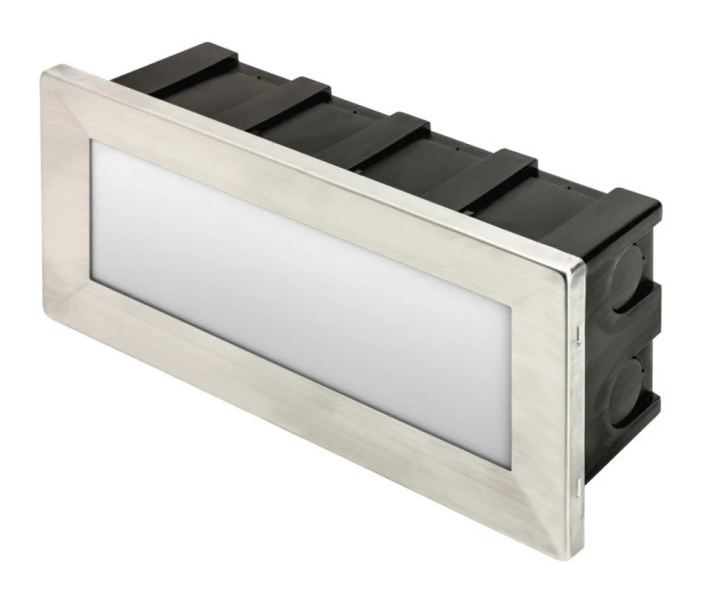 Outdoor Light Silver Pathlux Brick Recessed IP65 Stainless Steel 3000K Warm
