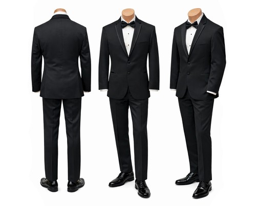 Boys Michael Kors Obsession Black Tuxedo Suit with Flat Front Pants Size 18