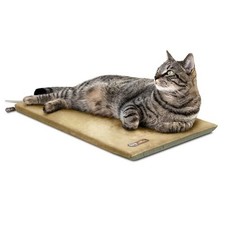 Heated Cat Bed Pad for Indoor Cats, Thermo 12.5 X 25 Inches Sage/Tan Pet Bed