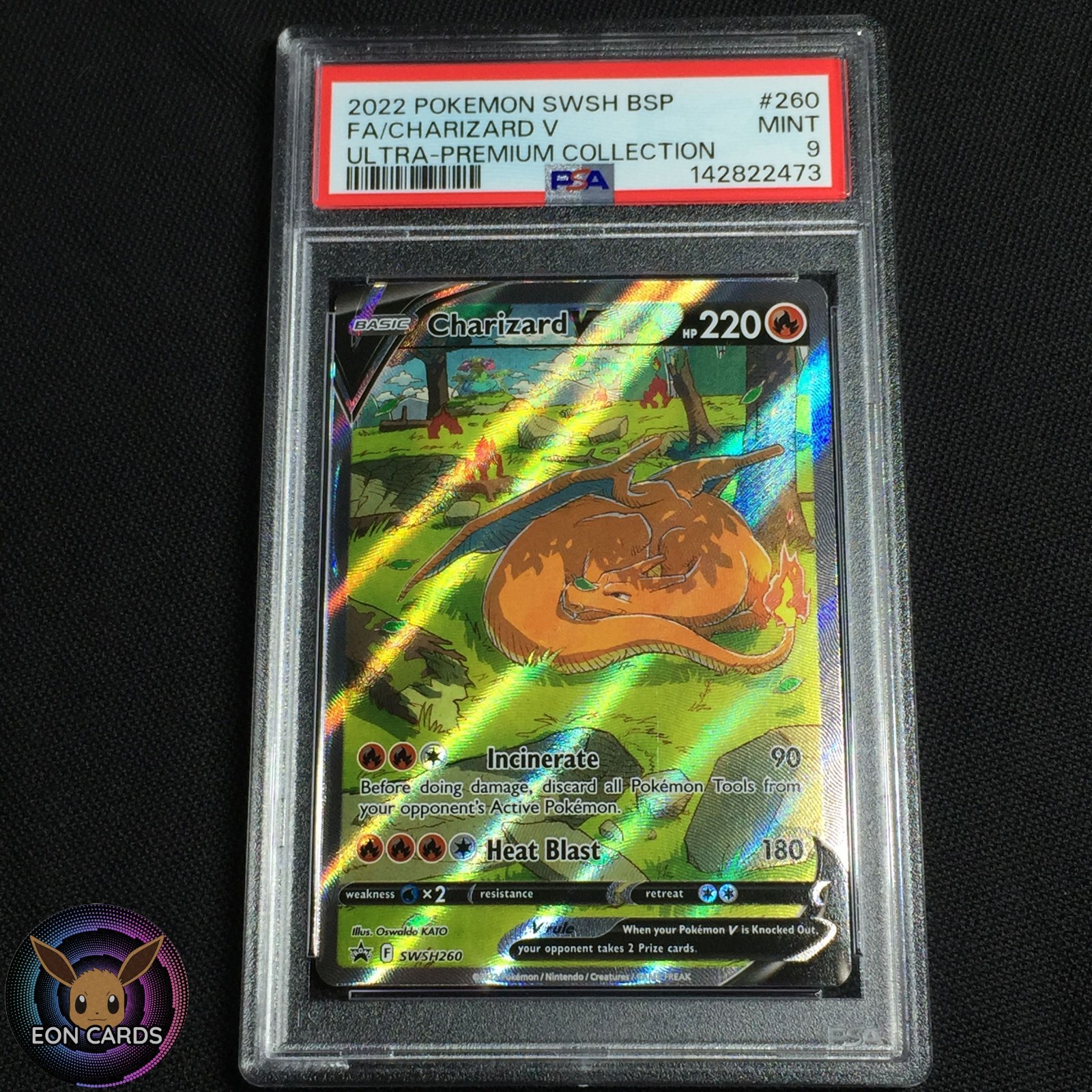 Charizard V HOLO RARE SWSH260 (PSA 9 MINT) Black Star PROMO Pokemon Cards