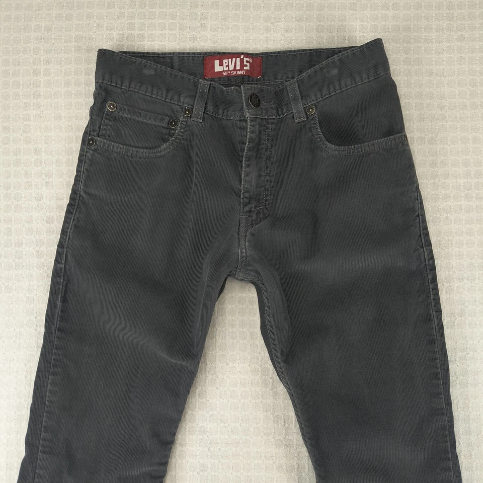 Levi's 511 Flaco 29x29 18 Azul Regular/Gris Pana Vintage Rojo Tab Grunge Retro Foto 3 de 4