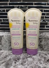 2 pack Aveeno Baby Continuous Protection Zinc Oxide Sunscreen Lotion SPF 50 