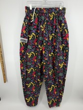 Vintage Chefwear LARGE Elastic Waist Chef Pants Colorful Chili Pepper Print USA