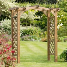 Solid Wood Arbour Garden Arch With Trellis 180cm H 106cm D