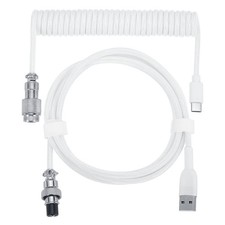10 ft Coiled Keyboard Cable Type-C to USB Detachable Aviation Cable White