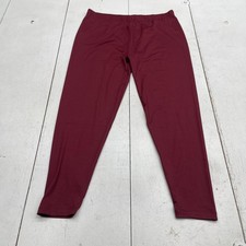 Zenana Leggings Womens 2X Red High Rise Ankle Stretch Knit Pants Casual Soft