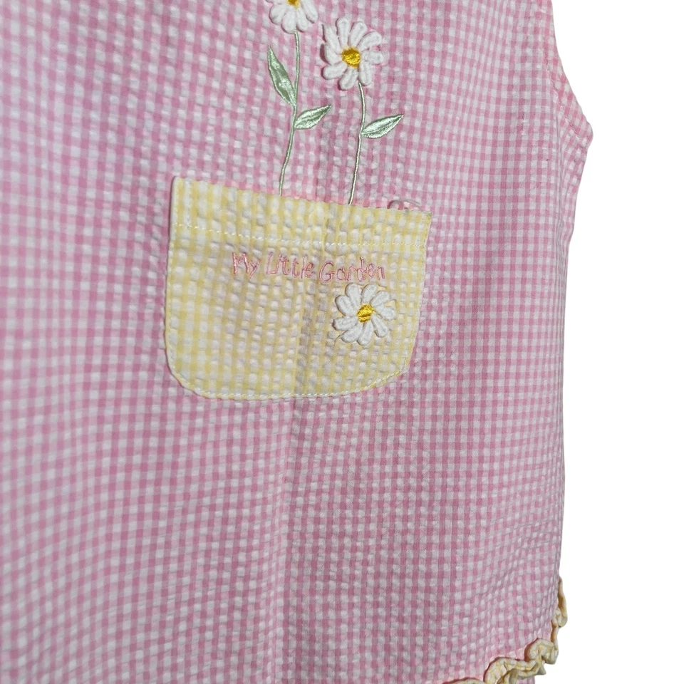 Vestido Baby Togs Niña 24 Meses Cuadros Flor Jardín Sin Mangas Cambio Vintage Foto 4 de 4