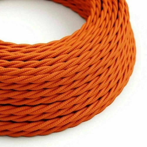 3.28ft Twisted Orange Cloth Covered Wire 2 Core Cloth Covered Electrical 18 Wire