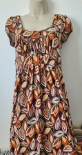 Vintage BCX Womens leaf Pattern Aztec Elastic Waist Dress Size M Used 