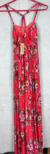 American Rag Cie Maxi Dress Women Size XS Coral Floral Print Padded Bra Cups NEW