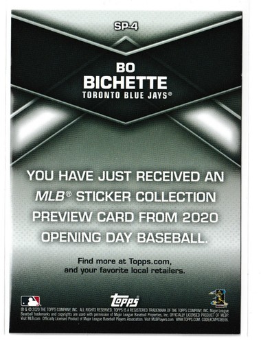 2020 topps series 1 sticker preview Bo Bichette - Picture 2 of 2