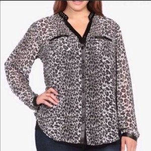 sheer black button up top