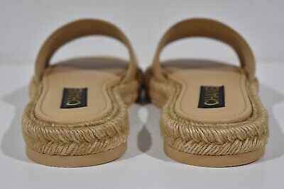 Chanel 23C Beige Lambskin Leather CC Logo Slide Sandal Slip Chanel 23C Beige Lambskin Leather CC Logo Slide Sandal Slip