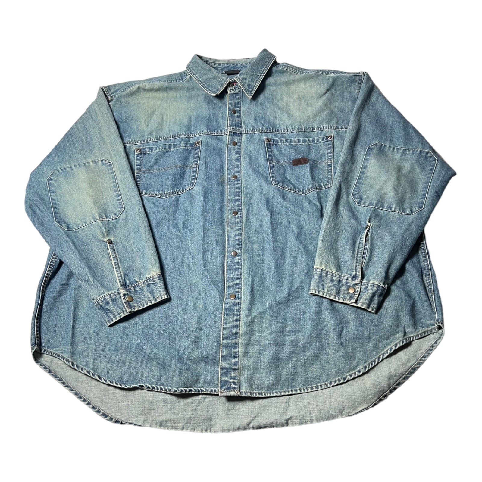 Bugle Boy Jean Company Vintage Denim Snap Shirt Blue Long Sleeve Men’s