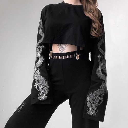 Short Pullovers Dragon Print T-shirt 