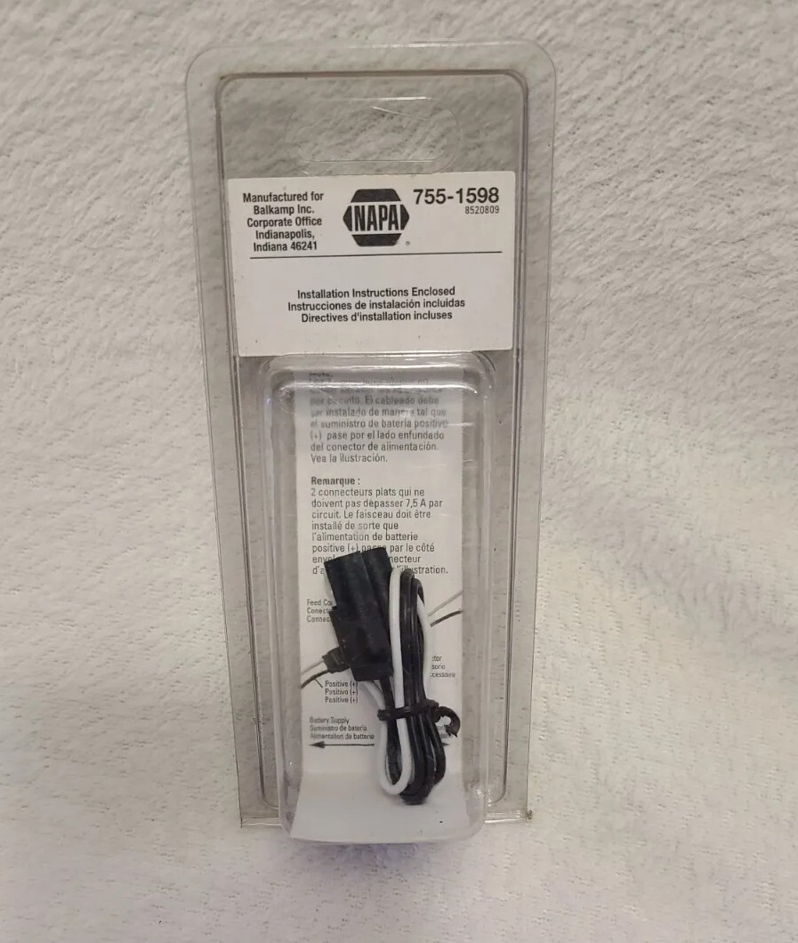NAPA 7551598 ADAPTER 2 POLE FLAT (12" LOOP) NEW/UNUSED SURPLUS WIRING