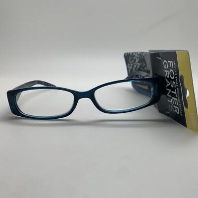 E366 Foster Grant Viana BLU Blu + 2.00 Reading Glasses READERS Blue Floral