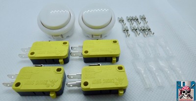   COMPETITION PRO 4 x Mikroschalter / Microswitch & 2 x Button weiß Amiga Atari