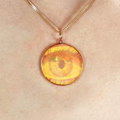 9 kt Gold Hologramm Anhänger - Auge (klein) + 20'' Kette