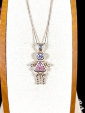925 STERLING SILVER NECKLACE FEMALE CHILD OCT. PINK BIRTHSTONE DESIGN PENDANT