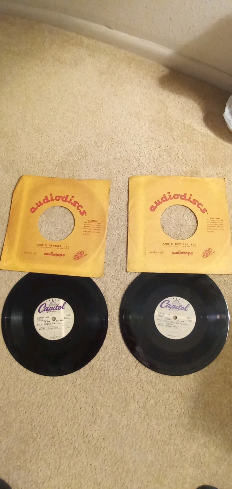 ACETATES THREE D'S 10 INCH RECORDS=CAPITOL,CHIM CH CHIREE CRAYON BOX ...
