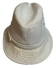 Vintage 80  s J Hats Fedora Unisex Hat Cotton Canvas Ivory Sz M
