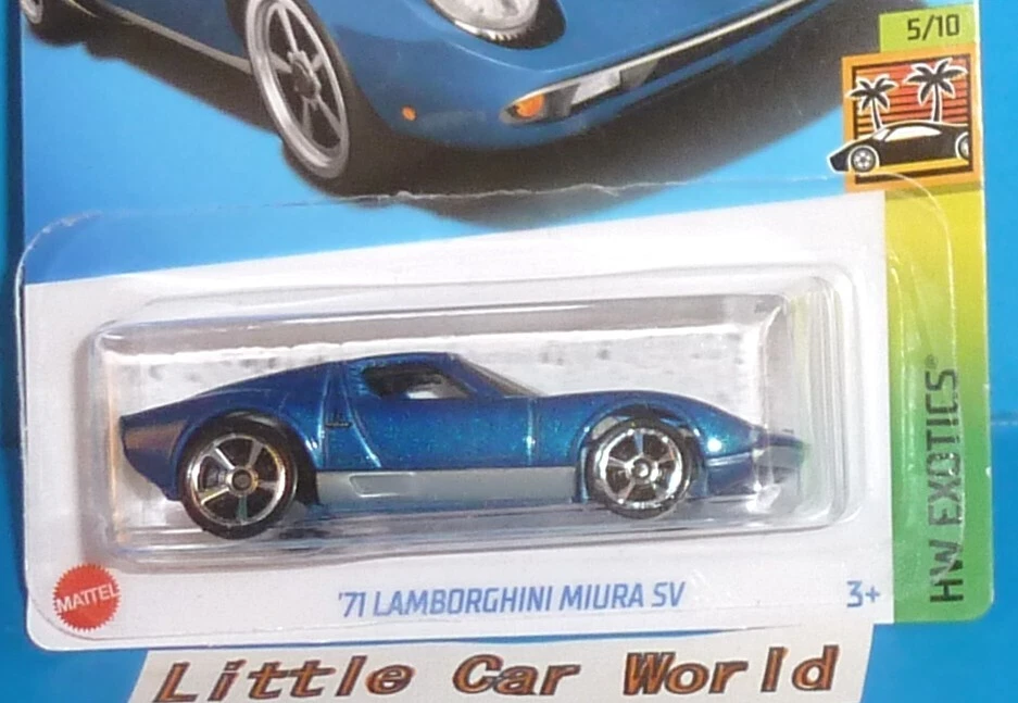 2022 HOT WHEELS '71 Lamborghini Miura SV Blue Col. #202/250 HW EXOTICS 5/10 NIP - Image 2 of 4