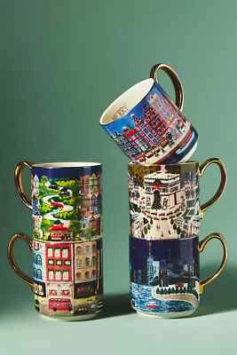 2022 Anthropologie Christmas in the City Mug-Amsterdam, London, Paris, NYC, SF - Image 1 of 4