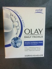 OLAY DAILY FACIALS DEEP PURIFYING CLEAN REFILL VITAMIN COMPLEX 33 CLOTHS - NEW