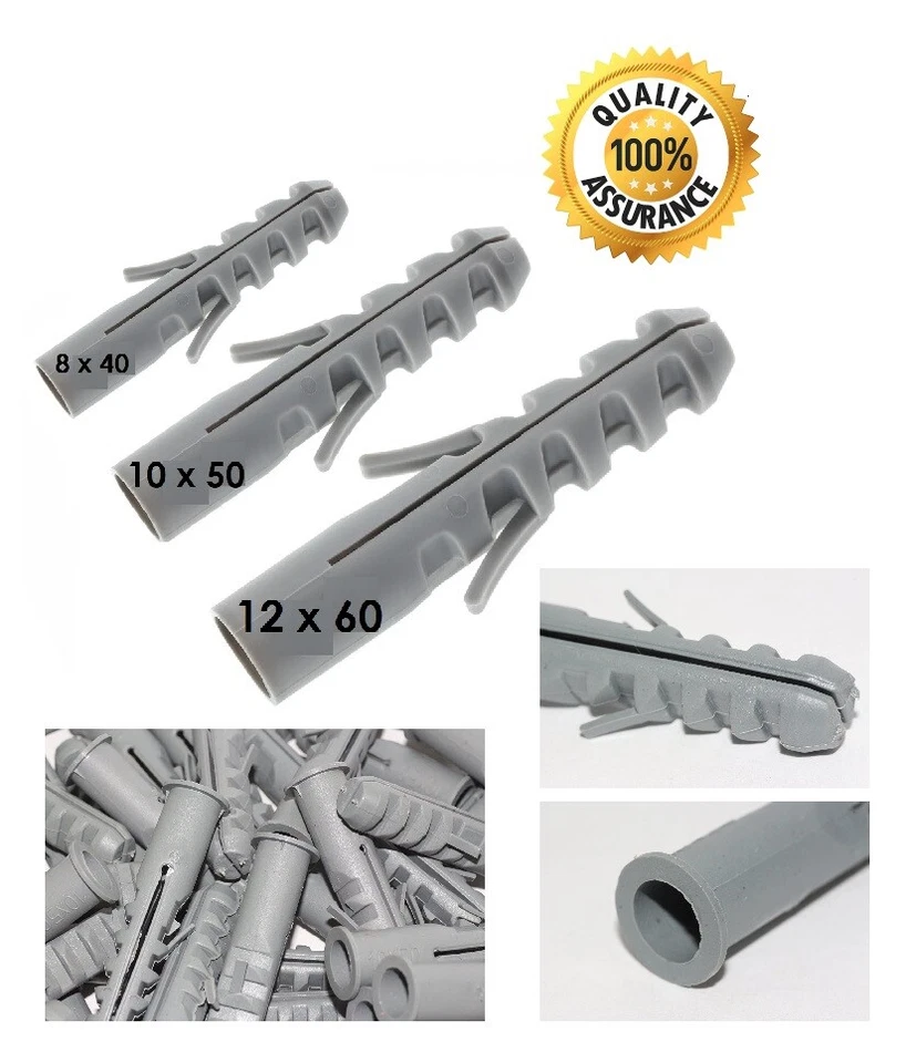 SISI UK UNIVERSAL WALL RAWL PLUGS PLASTIC EXPANDABLE PLUGS 8, 10, 12mm MULTIPLE QTYS