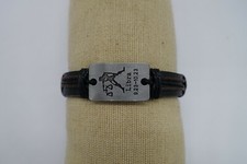 Zodiac medal LIBRA Leather cord bracelet BLACK adjustable