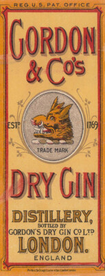Vintage Gordon and Co's dry gin vintage label reproduction steel sign bar decor