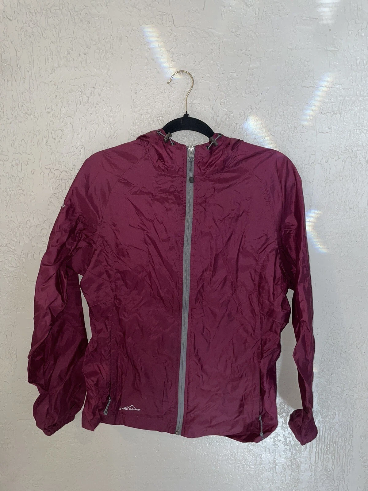 Eddie Bauer Mens M Red Lightweight Windbreaker Full Zip Jacket